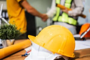construction site meeting with safety helmets on t 2026 03 18 17 44 48 utc